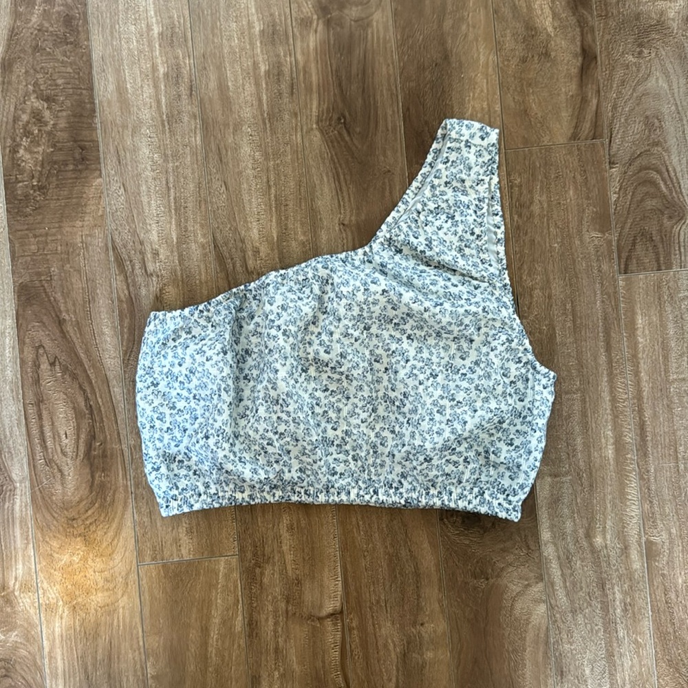 American Eagle Outfitters One Shoulder Blue Floral Dress